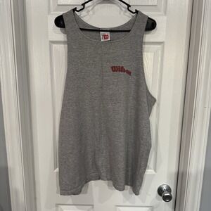 VINTAGE WILSON ATHLETIC DEPT GRAPHIC TANK TOP ( MENS XL ) GRAY RED PREOWNED
